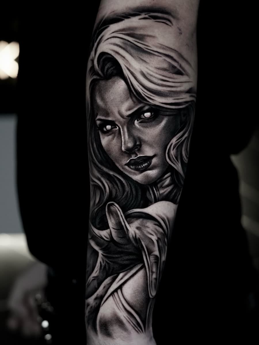 Tatuaje Blackwork, Realismo por Bryan en Utopía Tattoo Barcelona